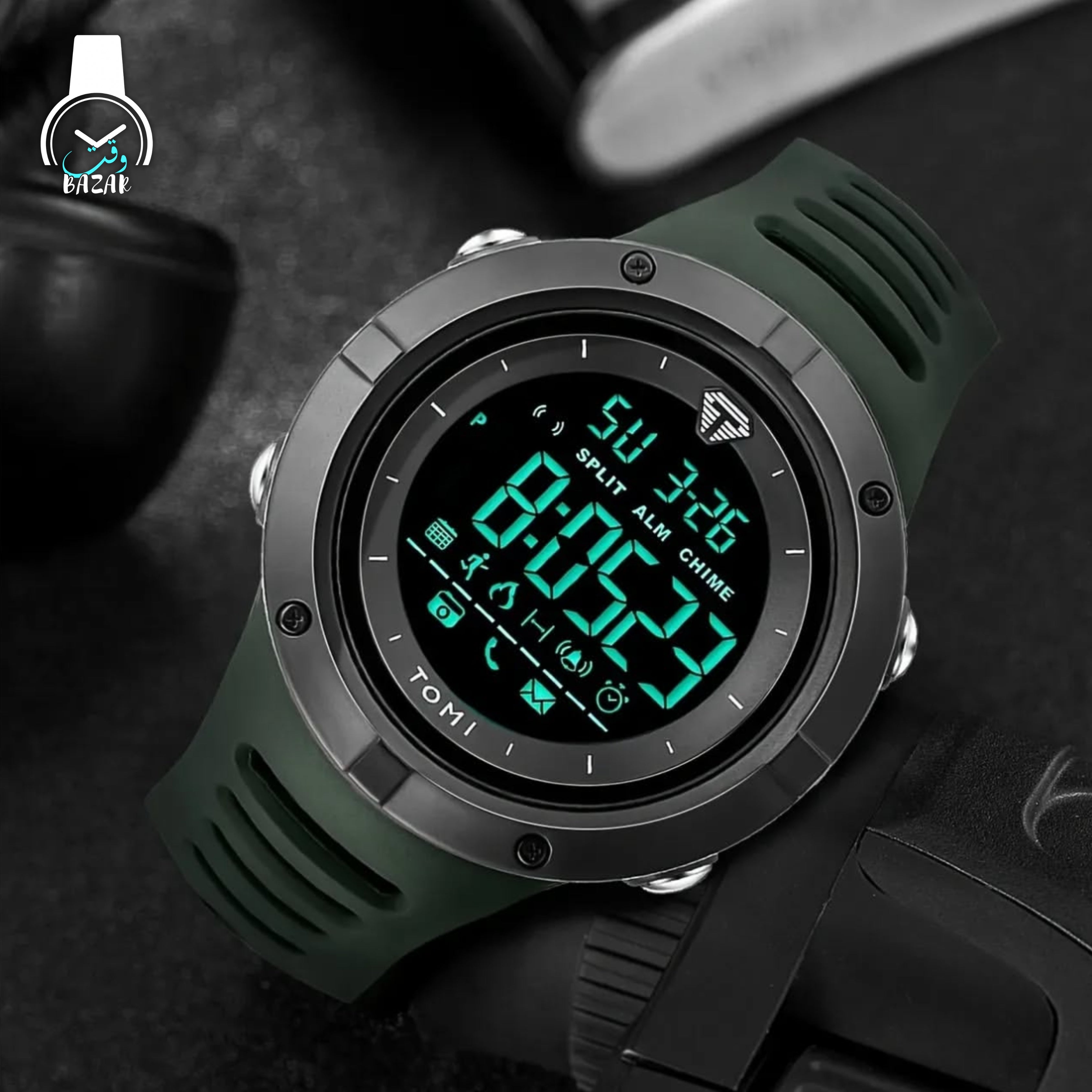 TOMI T-210 Digital Sports Green Strap